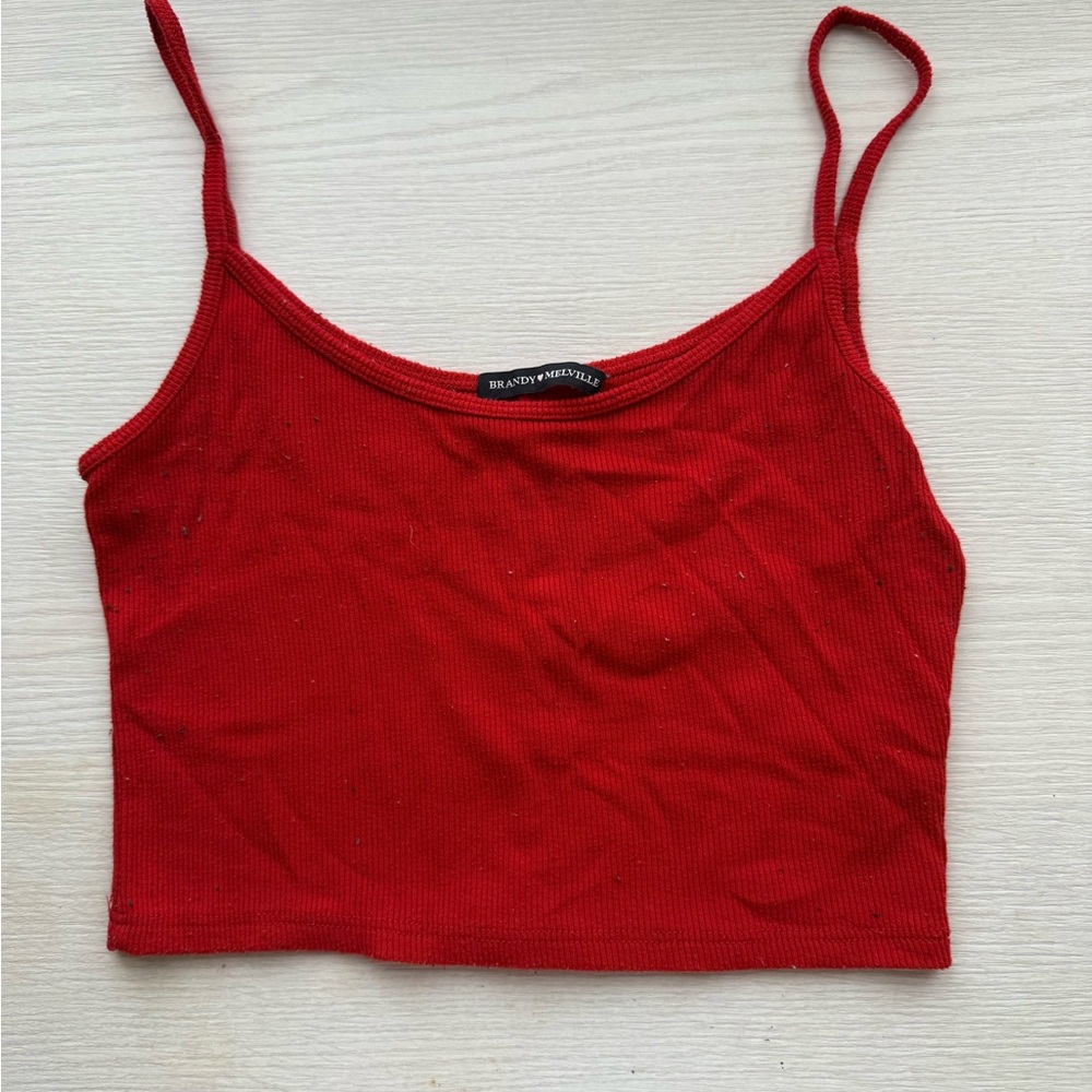 Brandy Melville Red Fitted Crop Camisole